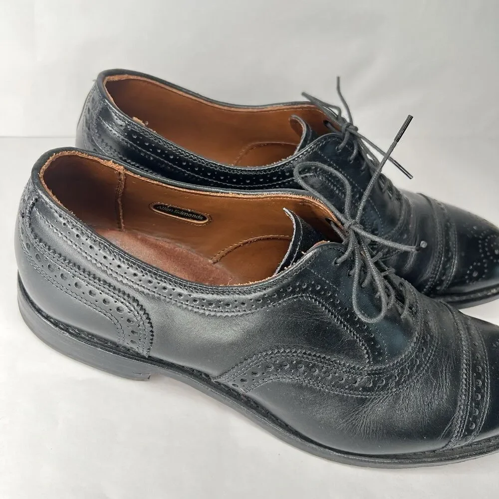 Allen Edmonds Strand Men's Black Leather Cap Toe Oxfords Sz 10.5 Made In USA